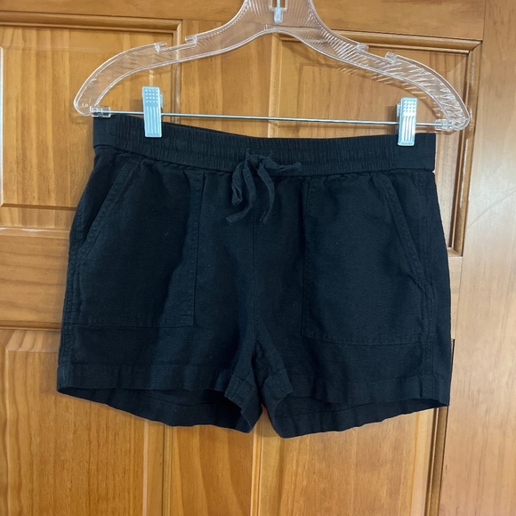 J crew linen drawstring pull on black shorts - Picture 1 of 7